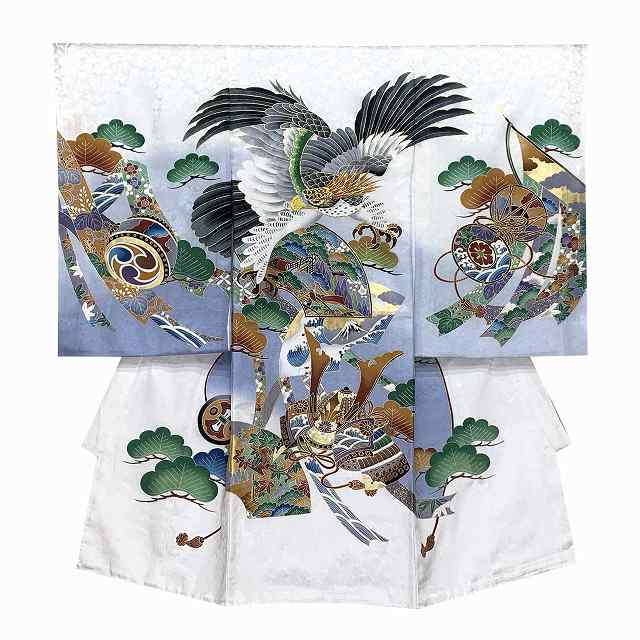 お宮参り 着物 男の子 赤ちゃんのお祝い着 熨斗目 刺繍入り 産着 初着 お宮参り 着物 男の子 赤ちゃんのお祝い着 熨斗目 刺繍入り 産着 初着