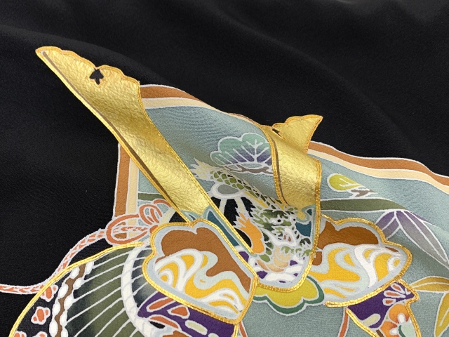 お宮参り 着物 男の子 赤ちゃんのお祝い着 手描き友禅 金駒刺繍 産着