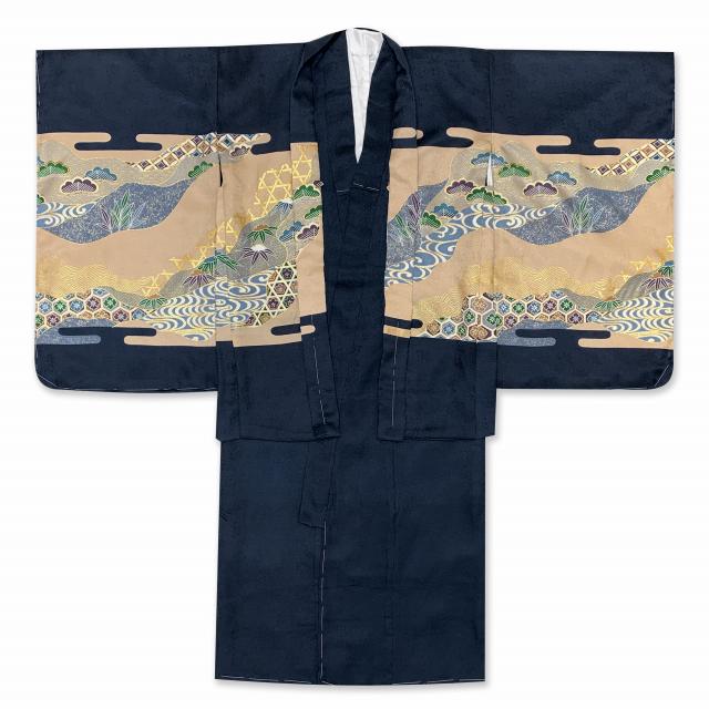 七五三 着物 5歳 男の子 日本製 正絹 金彩 金駒刺繍 羽織 アンサンブル