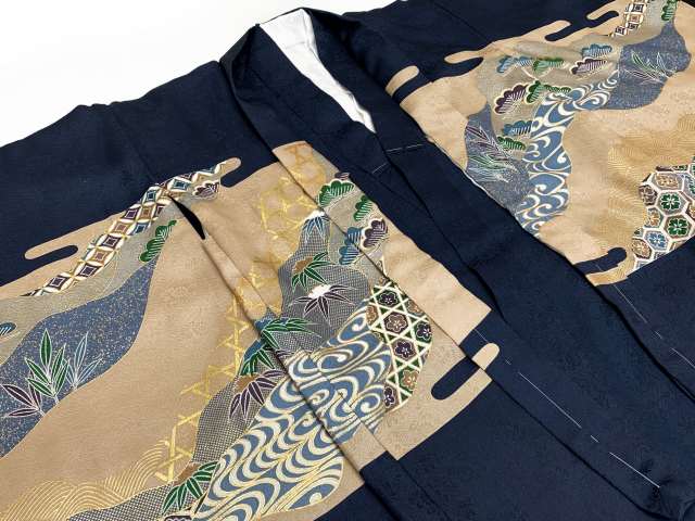 七五三 着物 5歳 男の子 日本製 正絹 金彩 金駒刺繍 羽織 アンサンブル