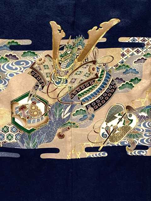七五三 着物 5歳 男の子 日本製 正絹 金彩 金駒刺繍 羽織 アンサンブル