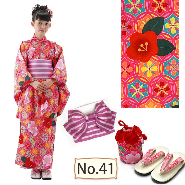 子供用着物12点セット ジュニア着物セット女の子用 140/150サイズ 小紋柄着物と帯 草履巾着