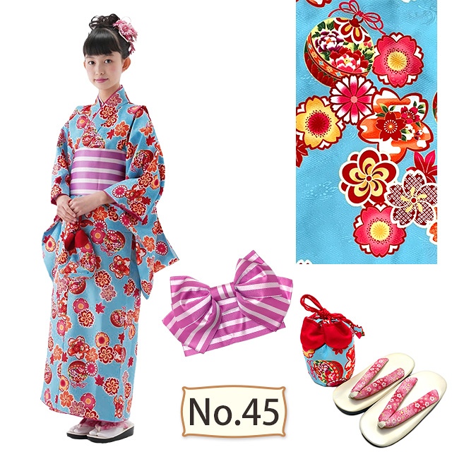 子供用着物12点セット ジュニア着物セット女の子用 140/150サイズ 小紋柄着物と帯 草履巾着