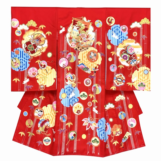 お宮参り 着物 女の子 赤ちゃんのお祝い着 日本製 金駒刺繍 産着 初着