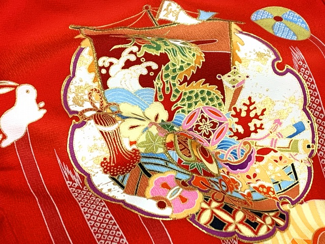 お宮参り 着物 女の子 赤ちゃんのお祝い着 日本製 金駒刺繍 産着 初着