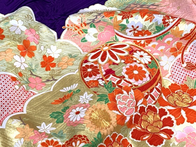 お宮参り 着物 女の子 赤ちゃん 産着 正絹 お祝い着 初着 日本製「濃紫