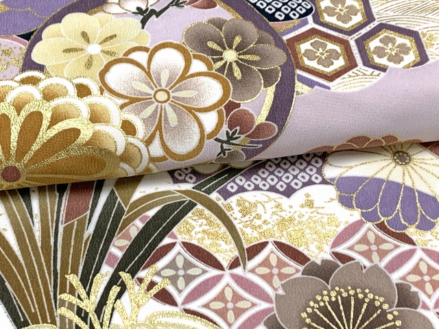 【こころん】さん専用　京都まさしのセンター 花柄波模様 着物 ap45108-2_3.jpg