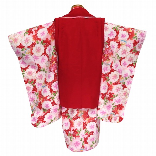 新品　日本製　被布　フルセット 楽天市場】【レンタル】七五三 3歳 女の子 被布 エプロン 着物