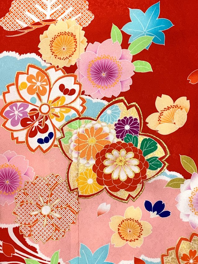 京都室町st. 七五三 着物 7歳 女の子 正絹 絵羽柄 金駒刺繍 日本製