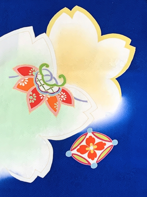 405ag68■七五三 七歳 女児 着物&袋帯&長襦袢 扇 金駒刺繍■状態良好 405ag68□七五三 七歳 女児 着物&袋帯&長襦袢 扇 金駒刺繍□状態