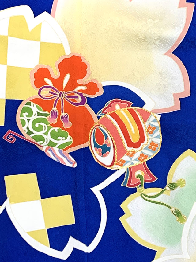 七五三 7歳 女の子 着物セット 日本製 正絹 手描き 金駒刺繍 絵羽付け
