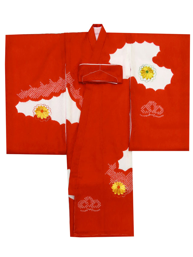 お宮参り 女の子 着物 日本製 本絞り 刺繍柄 赤ちゃんのお祝い着 （初