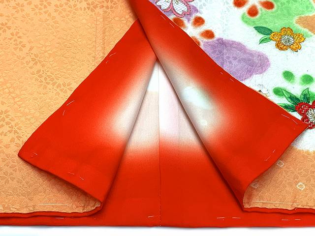 七五三 7歳 女の子用 正絹 絵羽付け 絞り染め 刺繍入り 四つ身の着物