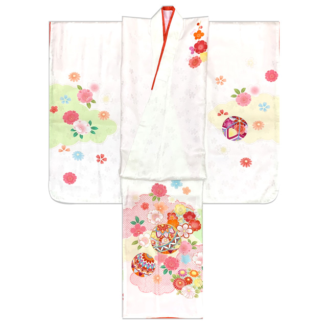 子供着物 雲と糸巻 絞り 銀駒刺繍 朱色 一つ身 七五三 3歳 CK-7020 楽天市場】七五三 正絹 被布 着物 3歳 白 本梅絞り 金駒刺繍まり