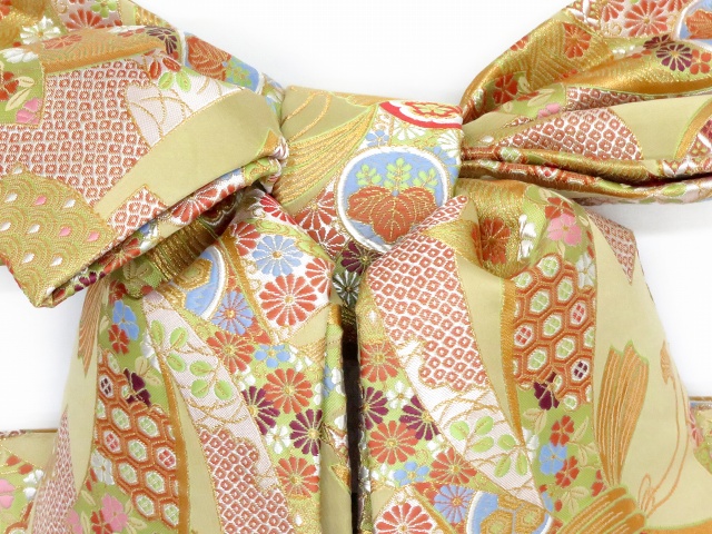 おしゃれ結び帯 ベージュゴールド 京都室町st. 十三参りの振袖などに ジュニアサイズ(130cm-145cm位)の