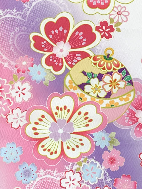 七五三 着物 7歳 単品 絵羽柄の四つ身の子供着物(合繊)「ファンタジー