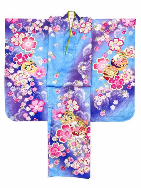 七五三 着物 7歳 単品 絵羽柄の四つ身の子供着物(合繊)「ファンタジー