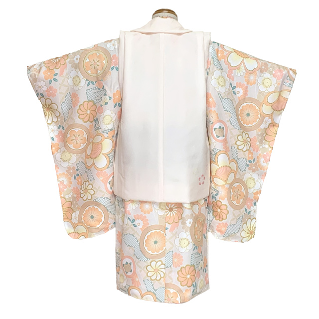 【美品】KAGURA 3歳被布　花柄着物セット 七五三 3歳 着物 KAGURA カグラ ブランド 被布コートセット（合繊