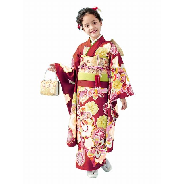 京都室町st. 七五三 着物 7歳 女の子 日本製 正絹 絵羽柄の子供着物「黒地、雲に鈴・梅」IYS933 通販