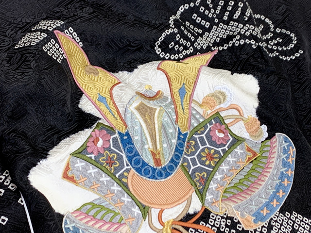 お宮参りの着物 男の子 赤ちゃんのお祝い着 熨斗目 本絞り 総刺繍 産着