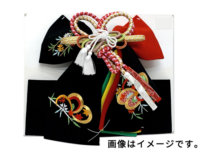七五三 こども和装小物 帯飾り 結び帯用帯飾り「赤系x白金」OBKK102