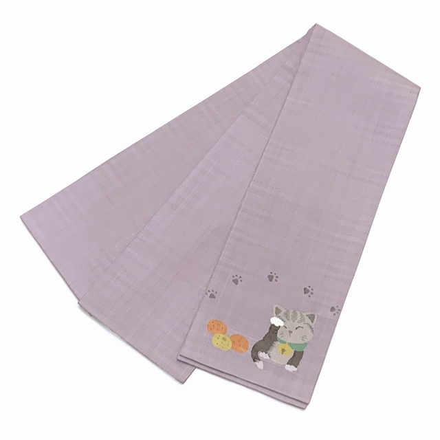 京都室町st. 正絹 半幅帯 手織り細帯 小袋帯 夏帯 細帯 日本製「藤色 