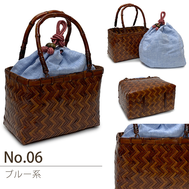 京都室町st. かご巾着 籠巾着 カゴ巾着 浴衣や着物に 麻生地の巾着