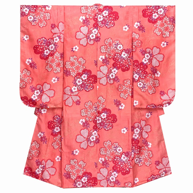 子供着物(合繊)＆刺繍袴セット 卒園式 入学式 七五三 に「ピンク、桜