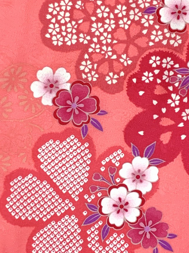 子供着物(合繊)＆刺繍袴セット 卒園式 入学式 七五三 に「ピンク、桜