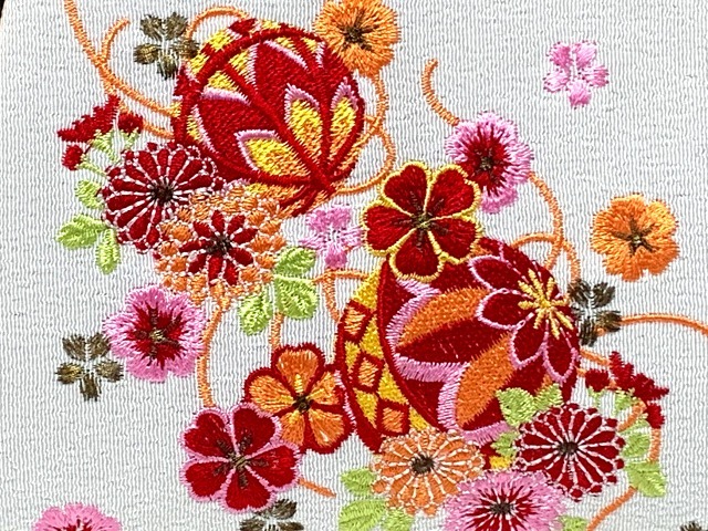 七五三 バッグ R・Kブランド 子供用 刺繍柄のバッグ 合繊「白、鞠と菊
