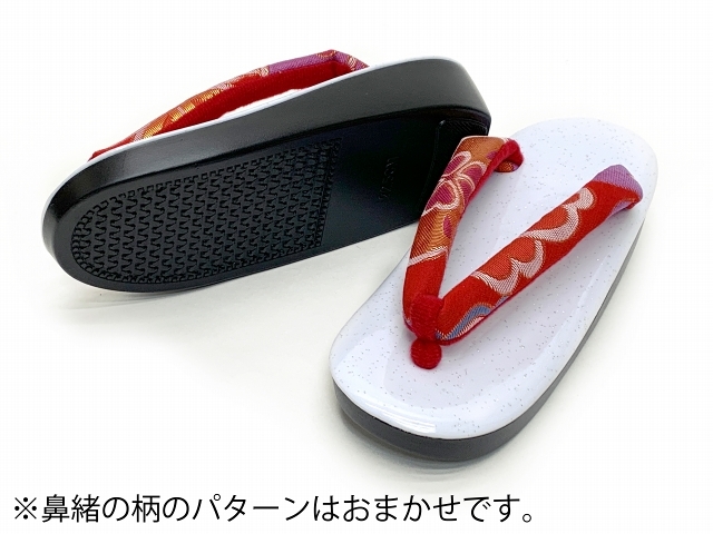 京都室町st. 子供草履 ウレタンソールの草履 適応：21.0cm-22.5cm位「朱赤ｘ白台(鼻緒の柄おまかせ)」RKZ-225 専門店では