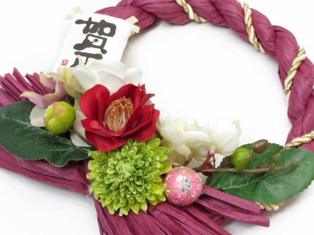 お正月しめ飾り しめ縄 おしめ飾り “紗千花”オリジナル リース飾り