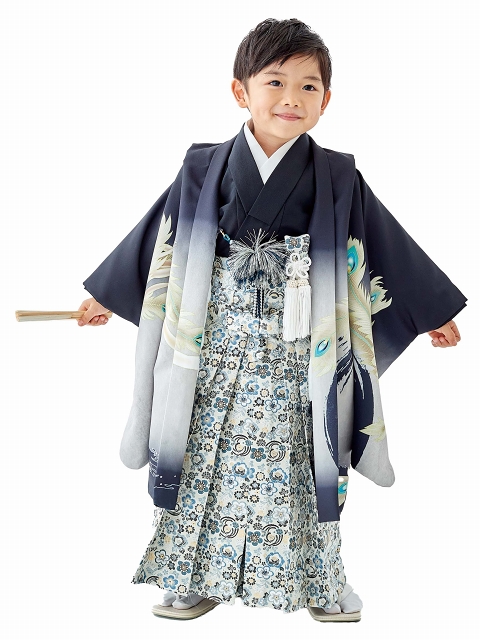 京都室町st. 式部浪漫ブランド 七五三 5歳 男の子 着物 羽織 袴 フルセット（合繊）「えらべる3色」SR5p