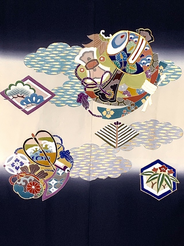京都室町st. 七五三 男の子 着物 5歳 日本製 正絹 手描き友禅 金駒刺繍 