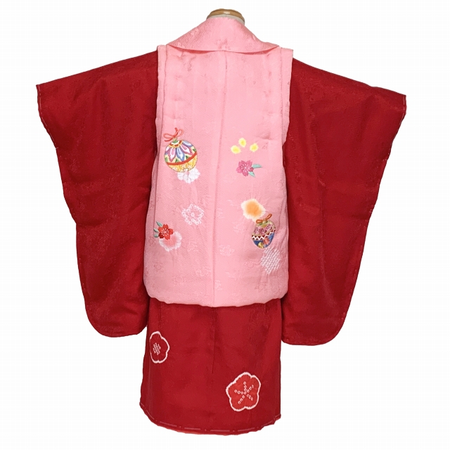 七五三着物 3歳 女の子 正絹 本絞り 刺繍柄の被布コートと着物