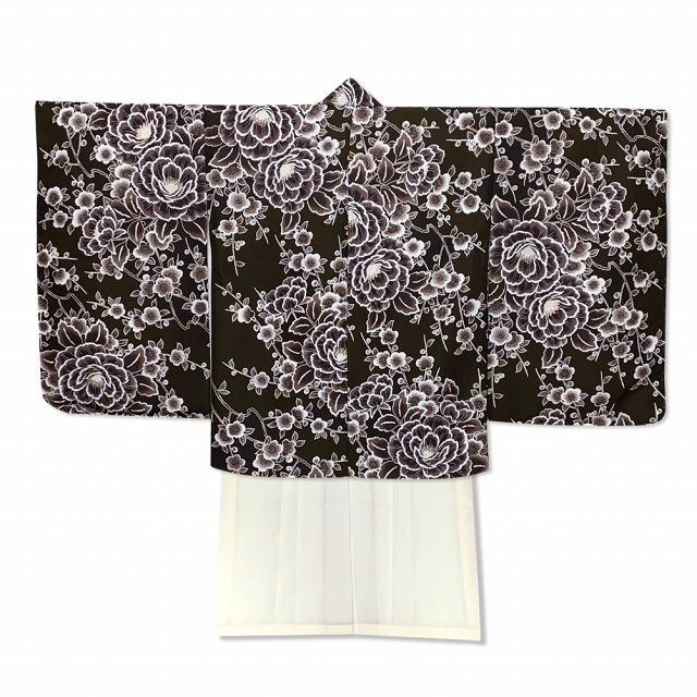 京都室町st. 七五三 5歳 男の子 モダンな柄の羽織に、シンプルな無地の着物と袴 フルセット（合繊...