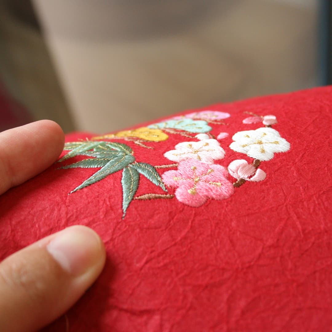 京縁起 お正月飾り「和紙繍」-松竹梅- 和紙 刺繍 贈り物 特別な贈り物