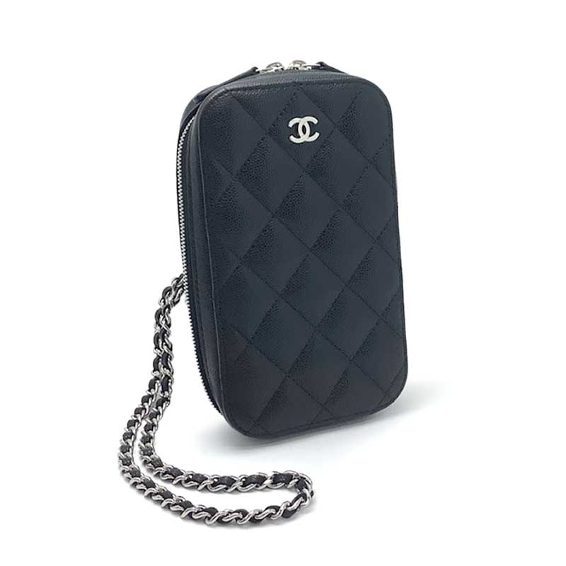 CHANEL シャネル チェーンクラッチ ブラック キャビアスキン A70655 