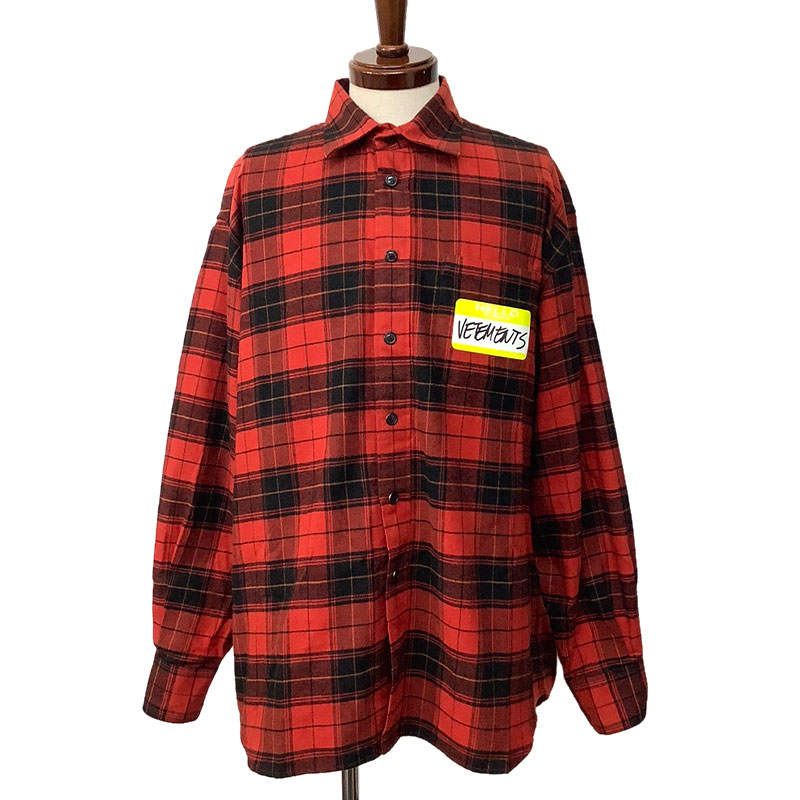 VETEMENTS ヴェトモン フランネルチェックシャツ コットン レッド ブラック #XS UA53SH700R ロゴプリント 【中古】 :  50314019 : 京都よろず屋 Yahoo!店 - 通販 - Yahoo!ショッピング