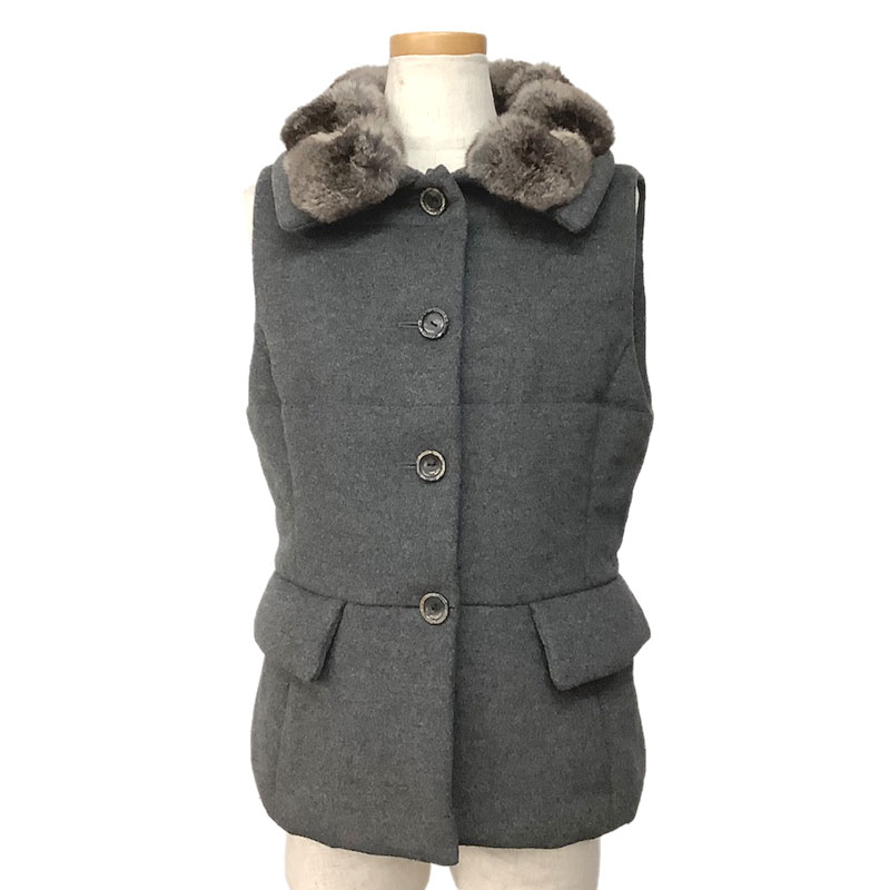 FOXEY フォクシー ベスト グレー ウール カシミヤ チンチラファー #40 35142-AJFY16TN 【中古】 FOXEY フォクシー ベスト グレー ウール カシミヤ チンチラ