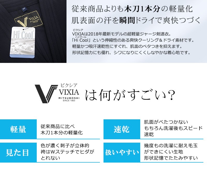 軽量 爽快ジャージ剣道着袴セット VIXIA（ヴィクシア）【上下合わせて