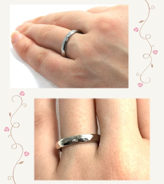 結婚指輪 マリッジリング 鍛造 槌目リング プラチナ pt900 手作り