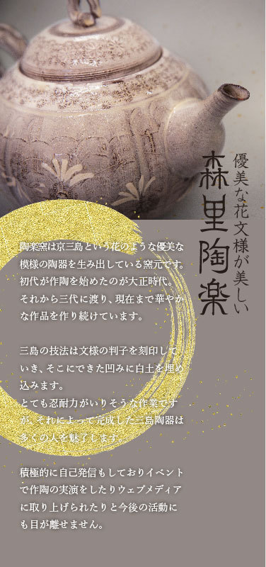 クリスマス 記念日 誕生日 森里陶楽 紫三島 ティーポット カップ 京焼