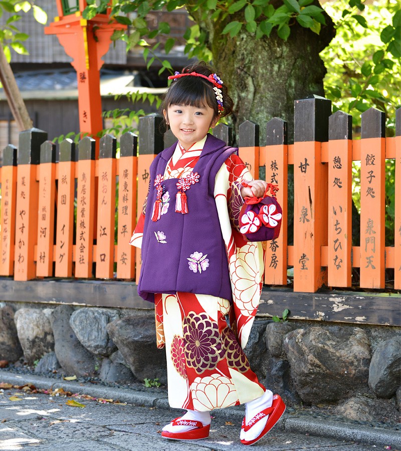 七五三 着物 3歳 女の子 フルセット 購入 被布セット 「 紫織（しおり