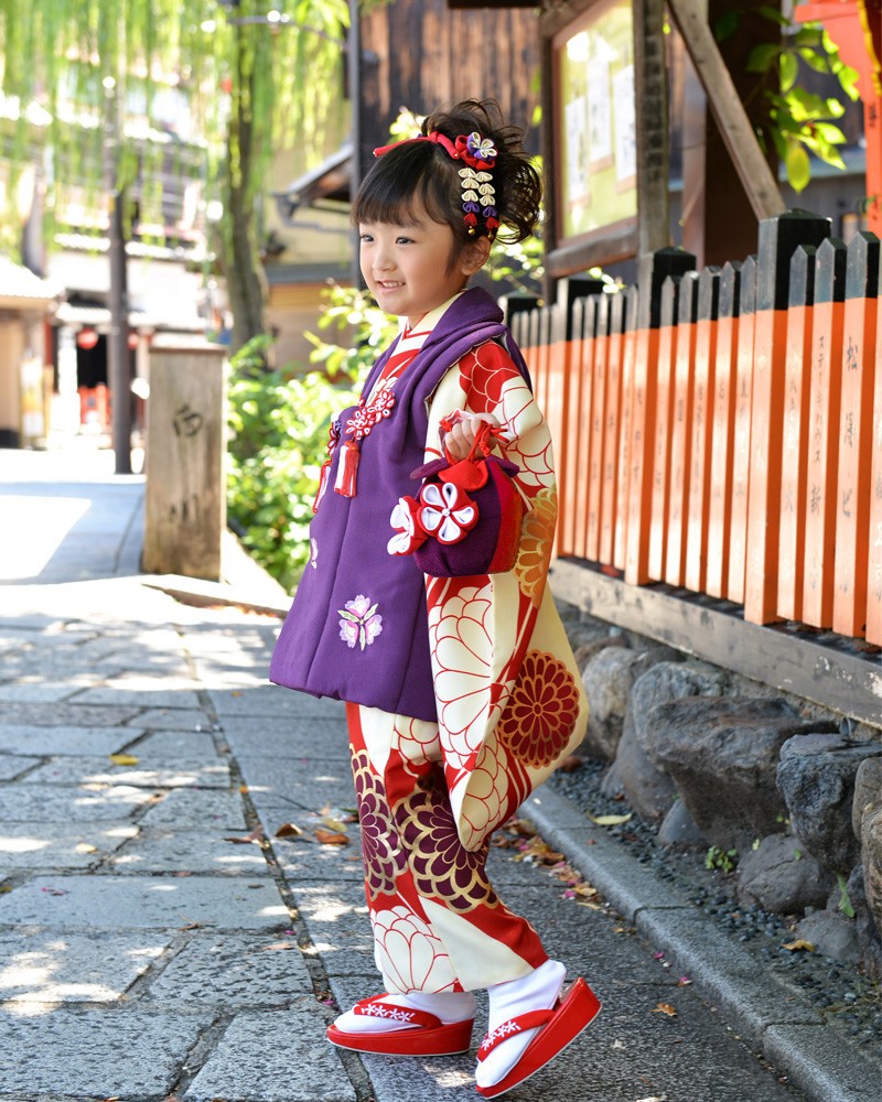 七五三 着物 3歳 女の子 フルセット 購入 被布セット 「 紫織（しおり