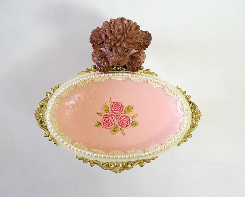 トイプードル ＆ 薔薇 アクセサリートレー 玄関 姫系 雑貨 バラ 母の日