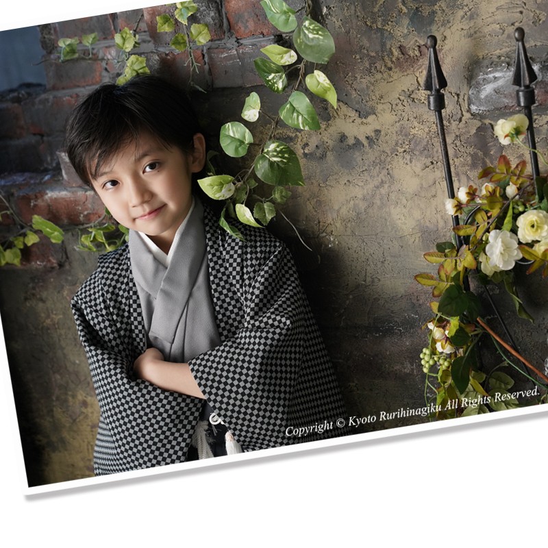 京都瑠璃雛菊 七五三 男の子 5歳 袴 市松 着物 セット 羽織袴セット