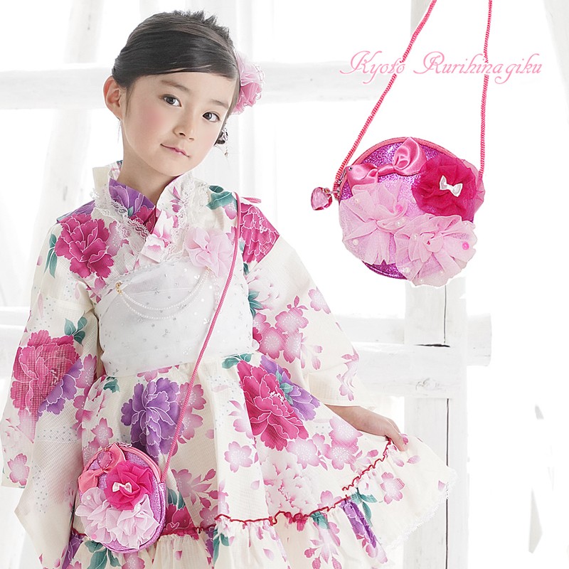 専用♡浴衣に涼しげなビーズ装飾バッグ ダリアのように咲き誇るシルキーガール大輪菊 Tika 山桜柄浴衣2点セット 浴衣[品番：XK000012141]｜Tika（ティカ