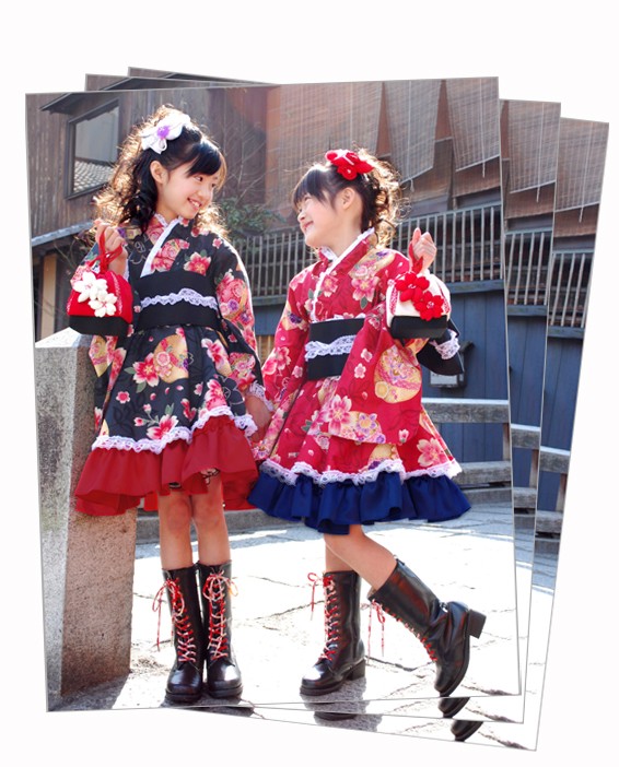 ≪七五三早割りセール≫ 七五三着物 着物ドレス「花手毬（赤）」子供用