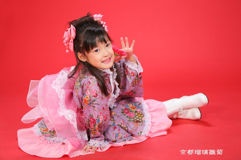 子供　着物ドレス　ピンク